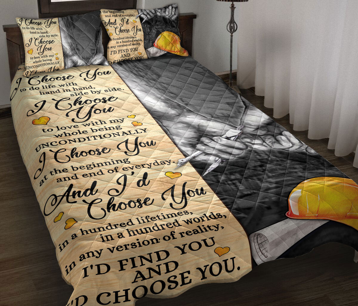 Civil Engineer Quilt Set, Civil Engineer I Find You & I Choose You Couple H Usband & Wife Quilt Blanket With Pillowcases, Quilt Bedding Set