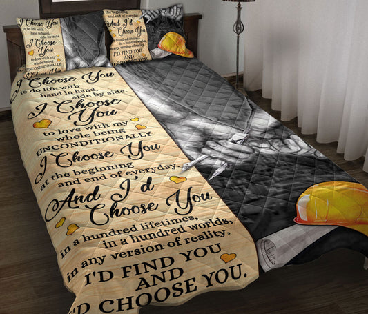 Civil Engineer Quilt Set, Civil Engineer I Find You & I Choose You Couple H Usband & Wife Quilt Blanket With Pillowcases, Quilt Bedding Set