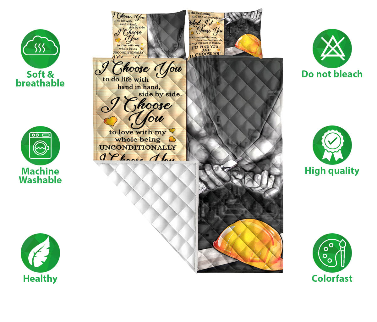 Civil Engineer Quilt Set, Civil Engineer I Find You & I Choose You Couple H Usband & Wife Quilt Blanket With Pillowcases, Quilt Bedding Set