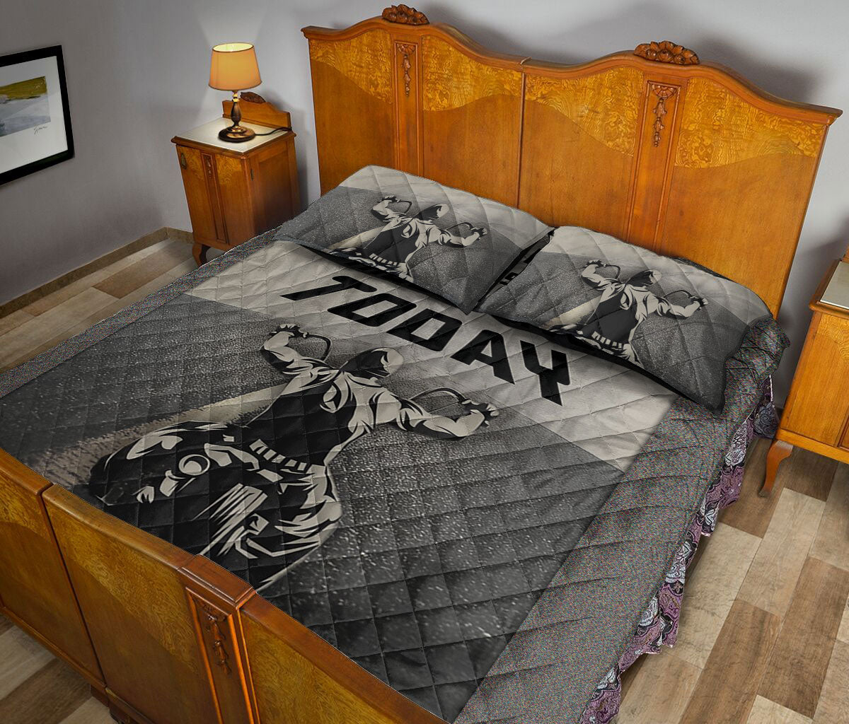 Biker Quilt Set, Biker Yesterday Is History Ride & Live Today Biker Black & White Quilt Blanket With Pillowcases, Quilt Bedding Set