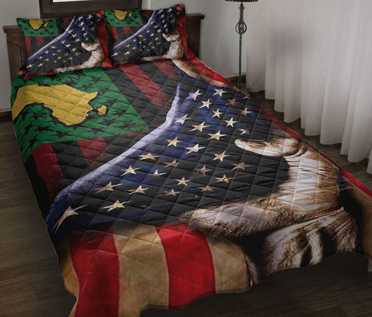 African Quilt Set, African Map Afro American Juneteenth June 19Th 1865 Independence Day Freedom Quilt Blanket With Pillowcases, Quilt Bedding Set
