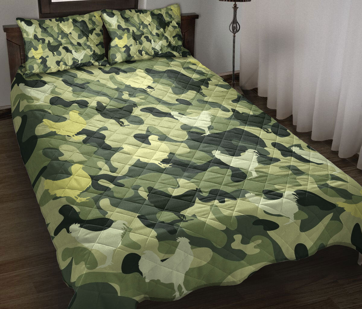 Chicken Quilt Set, Chicken Green Farm Quilt Blanket With Pillowcases, Quilt Bedding Set