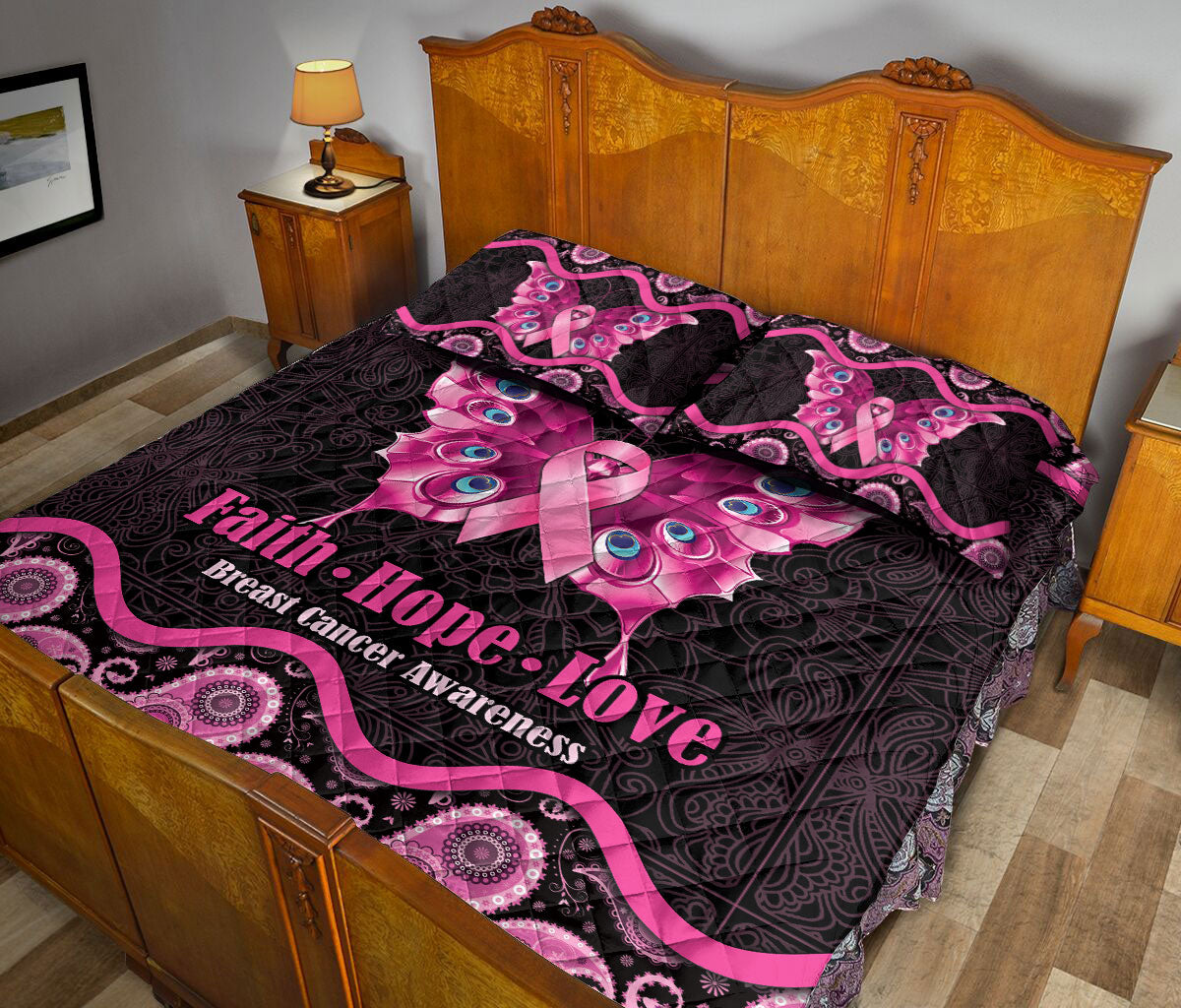 Breast Cancer Quilt Set, Dj Turntable Dj Quilt Blanket With Pillowcases, Quilt Bedding Set