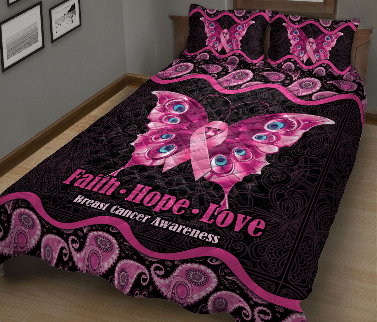 Breast Cancer Quilt Set, Dj Turntable Dj Quilt Blanket With Pillowcases, Quilt Bedding Set