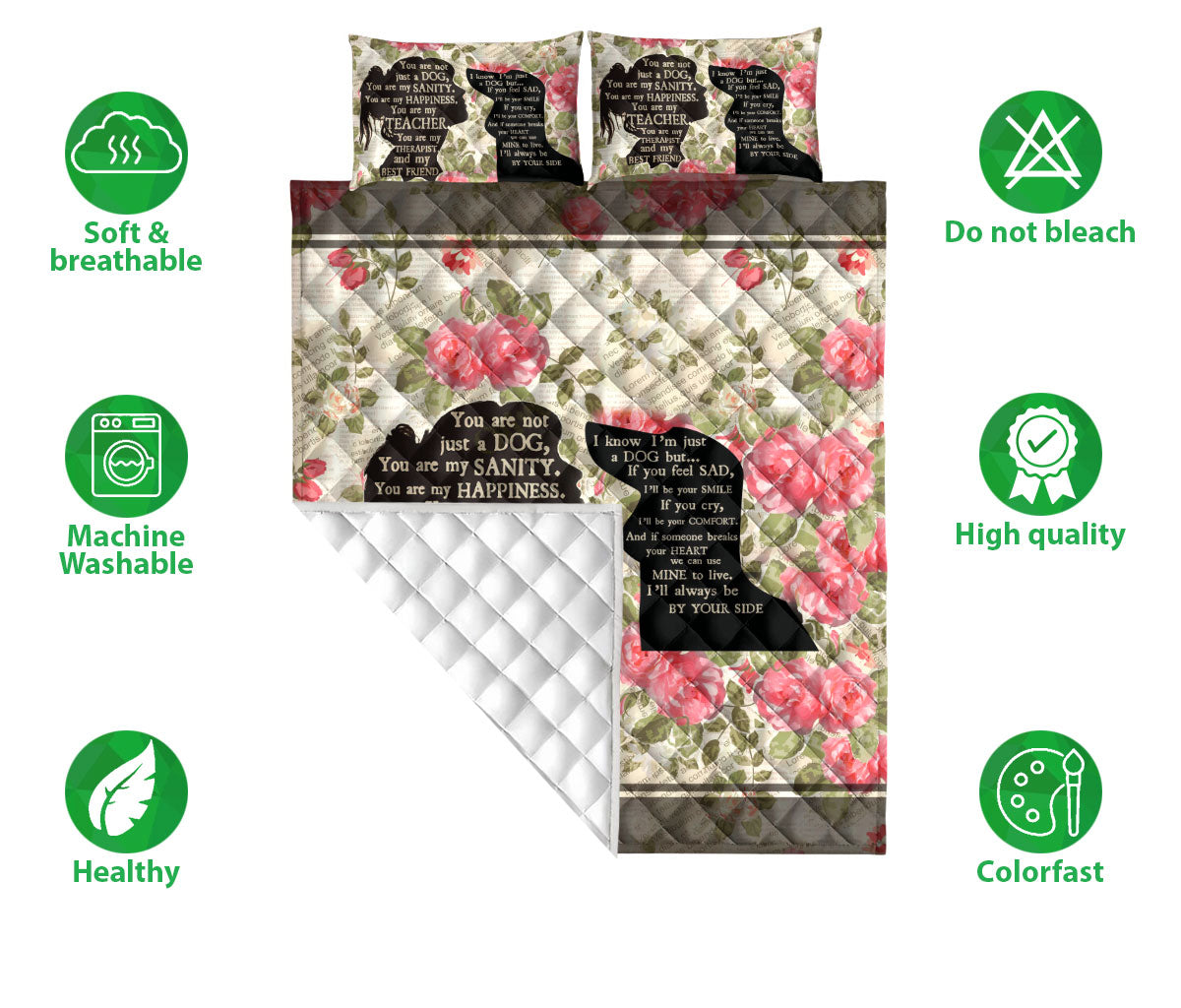 Dachshund Quilt Set, Dachshund Best Friend You Are Not J Ust A Dog Style Flower Floral Quilt Blanket With Pillowcases, Quilt Bedding Set