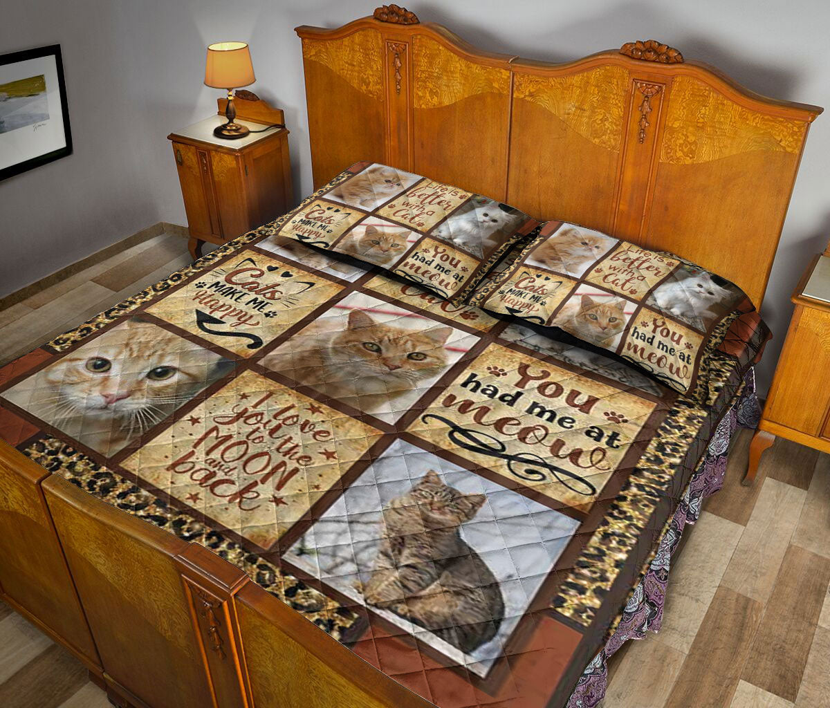 Cat Quilt Set, Life Is Better With A Cat Cat Kitten Patchwork Quilt Blanket With Pillowcases, Quilt Bedding Set