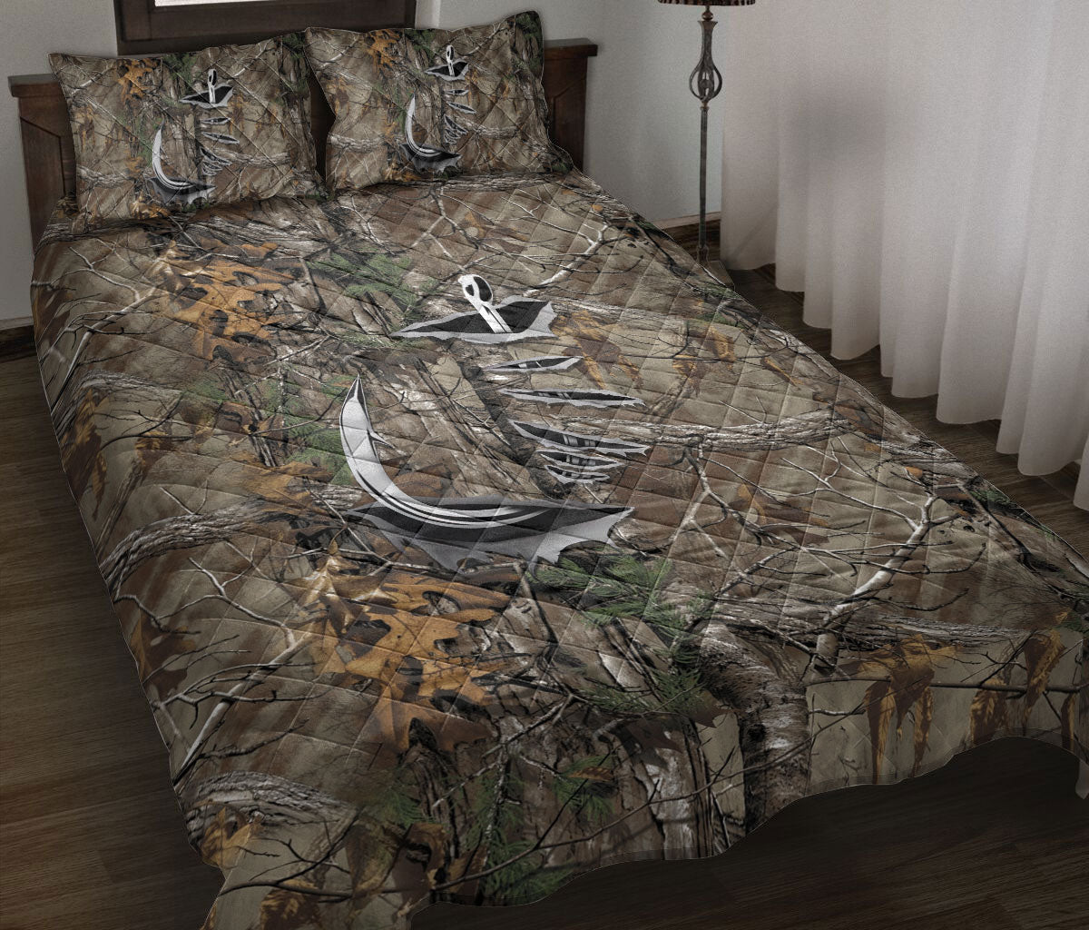 Fishing Quilt Set, Fishing Hook Quilt Blanket With Pillowcases, Quilt Bedding Set