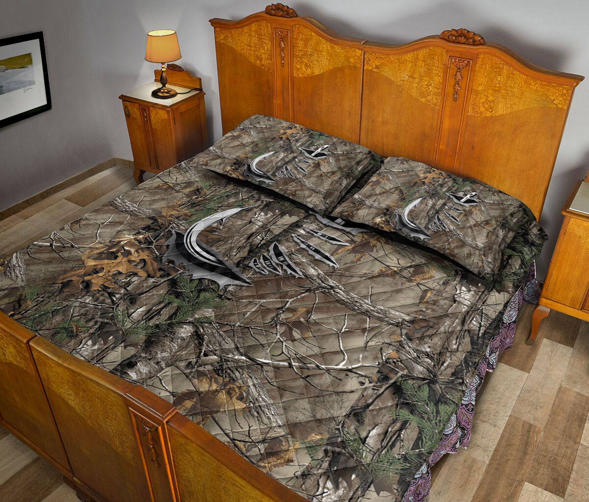 Fishing Quilt Set, Fishing Hook Quilt Blanket With Pillowcases, Quilt Bedding Set