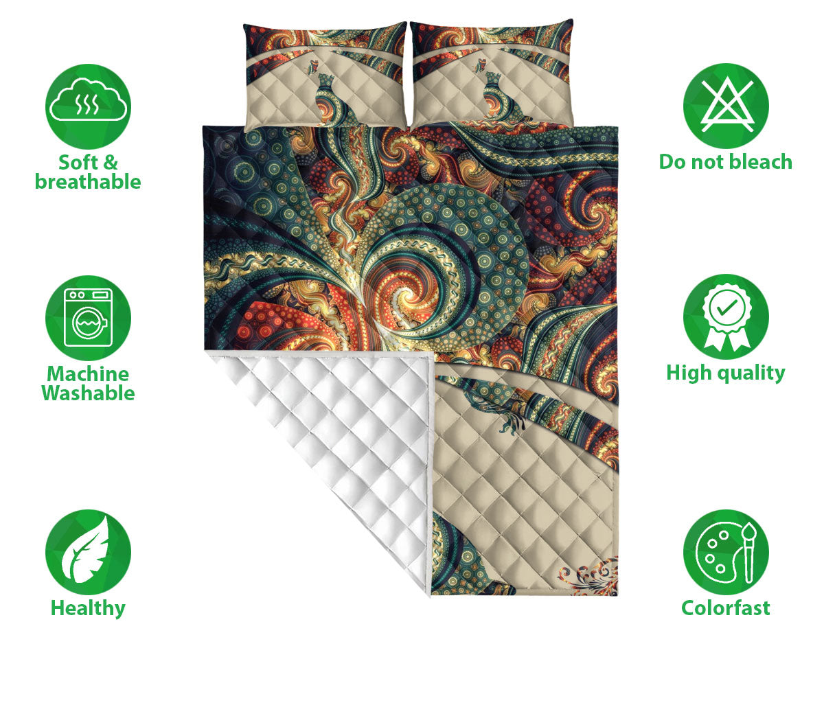 Cat Quilt Set, Cat Cats Mandala Flower Floral Bohemian Quilt Blanket With Pillowcases, Quilt Bedding Set