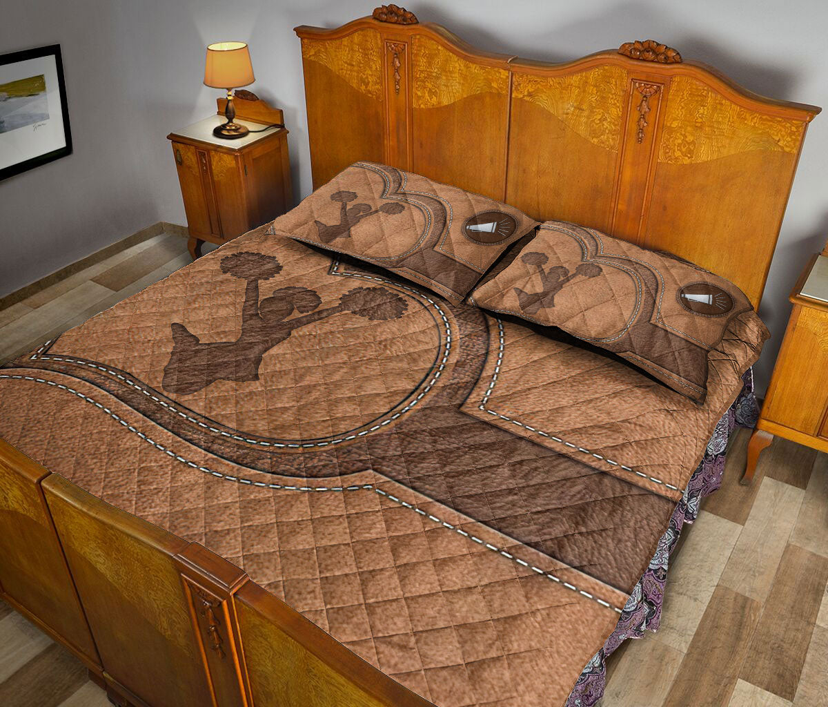 Cheerleading Quilt Set, Cheerleading Cheerleader Heart Quilt Blanket With Pillowcases, Quilt Bedding Set