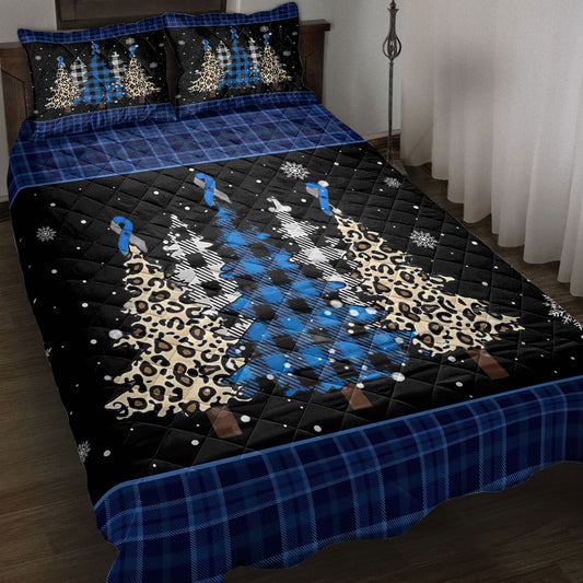 Diabetes Quilt Set, Diabetes Awarenessmas Tree Snowflake Blue Quilt Blanket With Pillowcases, Quilt Bedding Set, Christmas Gift