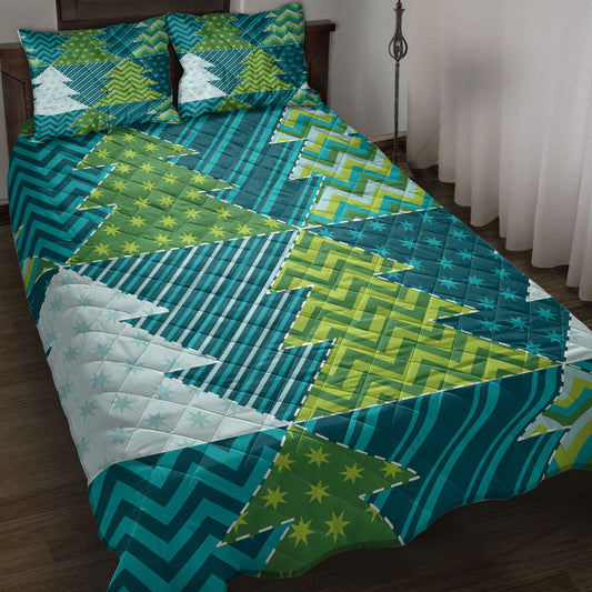 Christmas Quilt Set, Christmas Tree Traditional Xmas Holidays Quilt Blanket With Pillowcases, Quilt Bedding Set, Christmas Gift