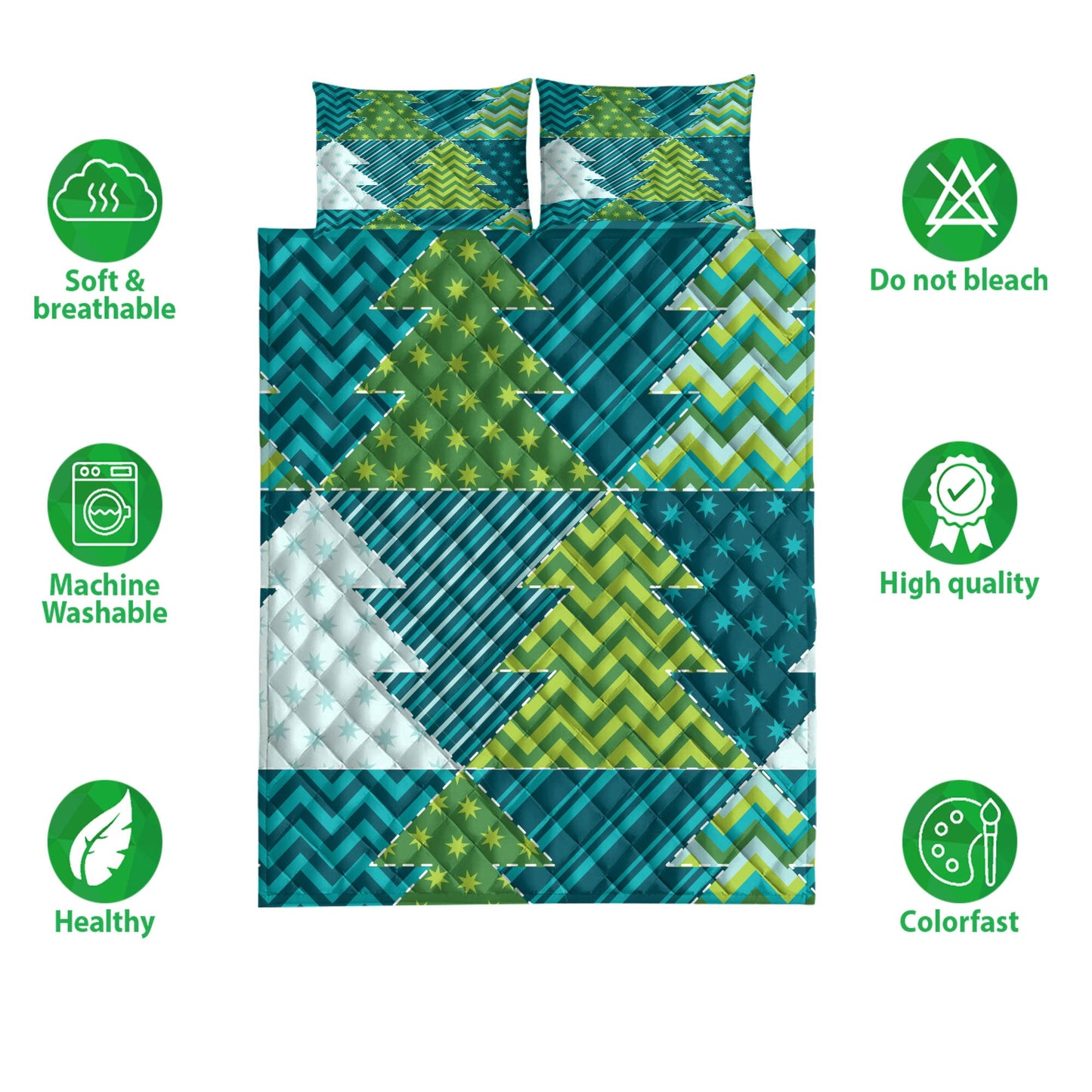 Christmas Quilt Set, Christmas Tree Traditional Xmas Holidays Quilt Blanket With Pillowcases, Quilt Bedding Set, Christmas Gift