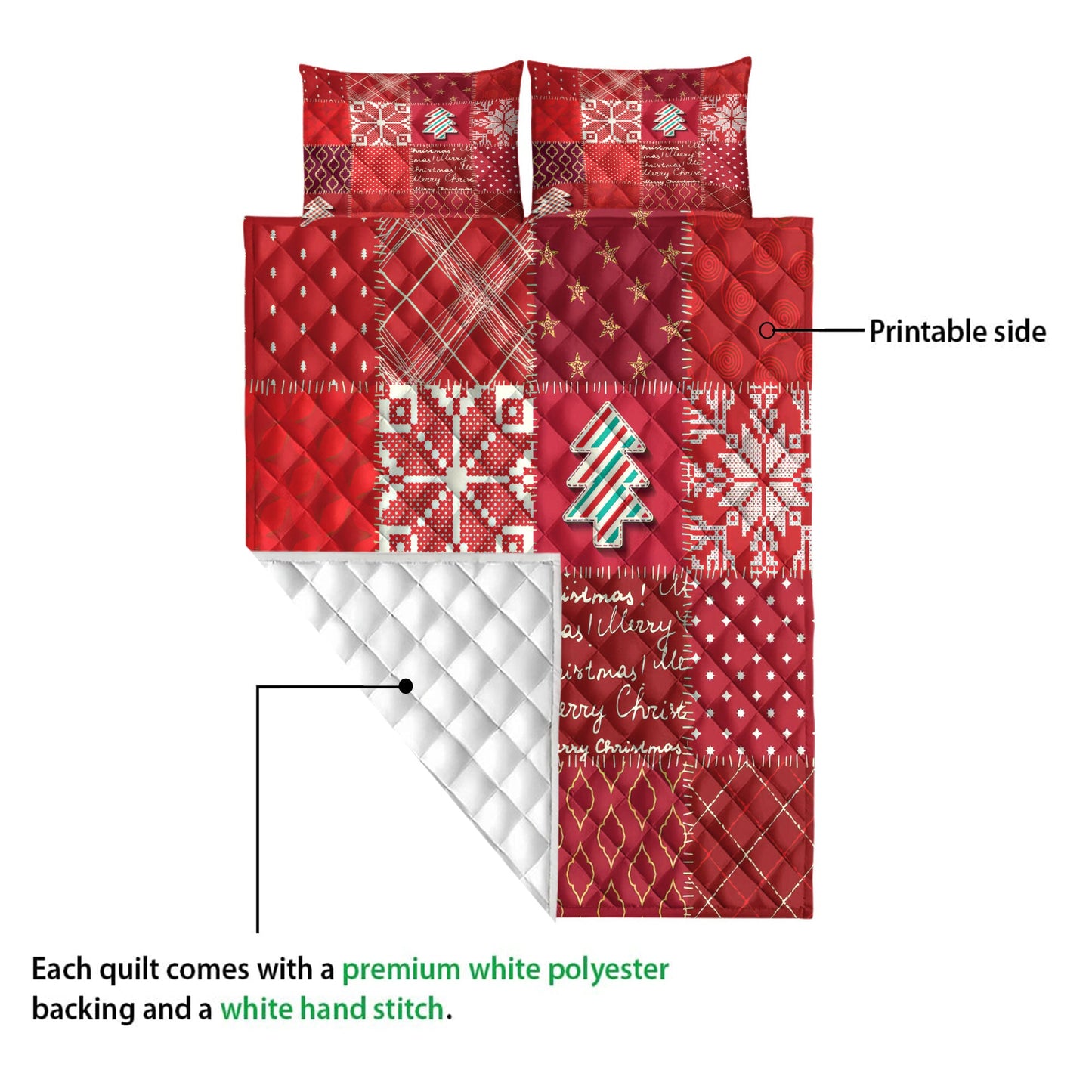 Christmas Quilt Set, Christmas Textile Quilting Red Plaid Xmas Holidays Quilt Blanket With Pillowcases, Quilt Bedding Set, Christmas Gift