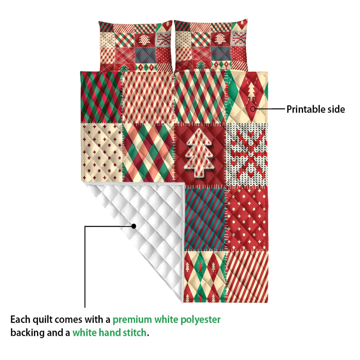 Christmas Quilt Set, Christmas Quilting Red Plaid Xmas Holidays Quilt Blanket With Pillowcases, Quilt Bedding Set, Christmas Gift