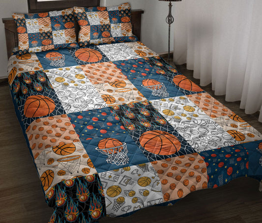 Basketball Quilt Set, Basketball Quilt Blanket With Pillowcases, Quilt Bedding Set