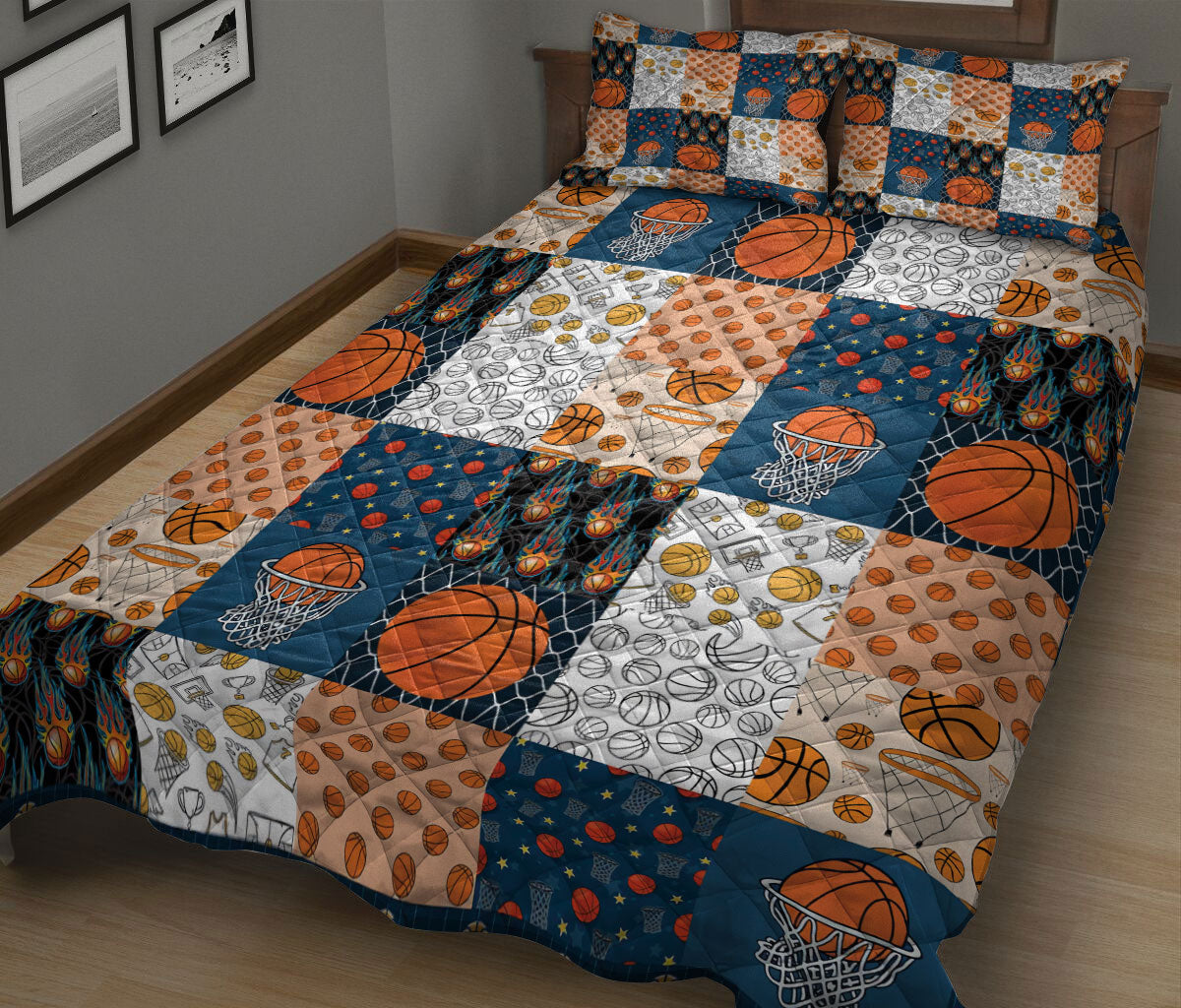 Basketball Quilt Set, Basketball Quilt Blanket With Pillowcases, Quilt Bedding Set