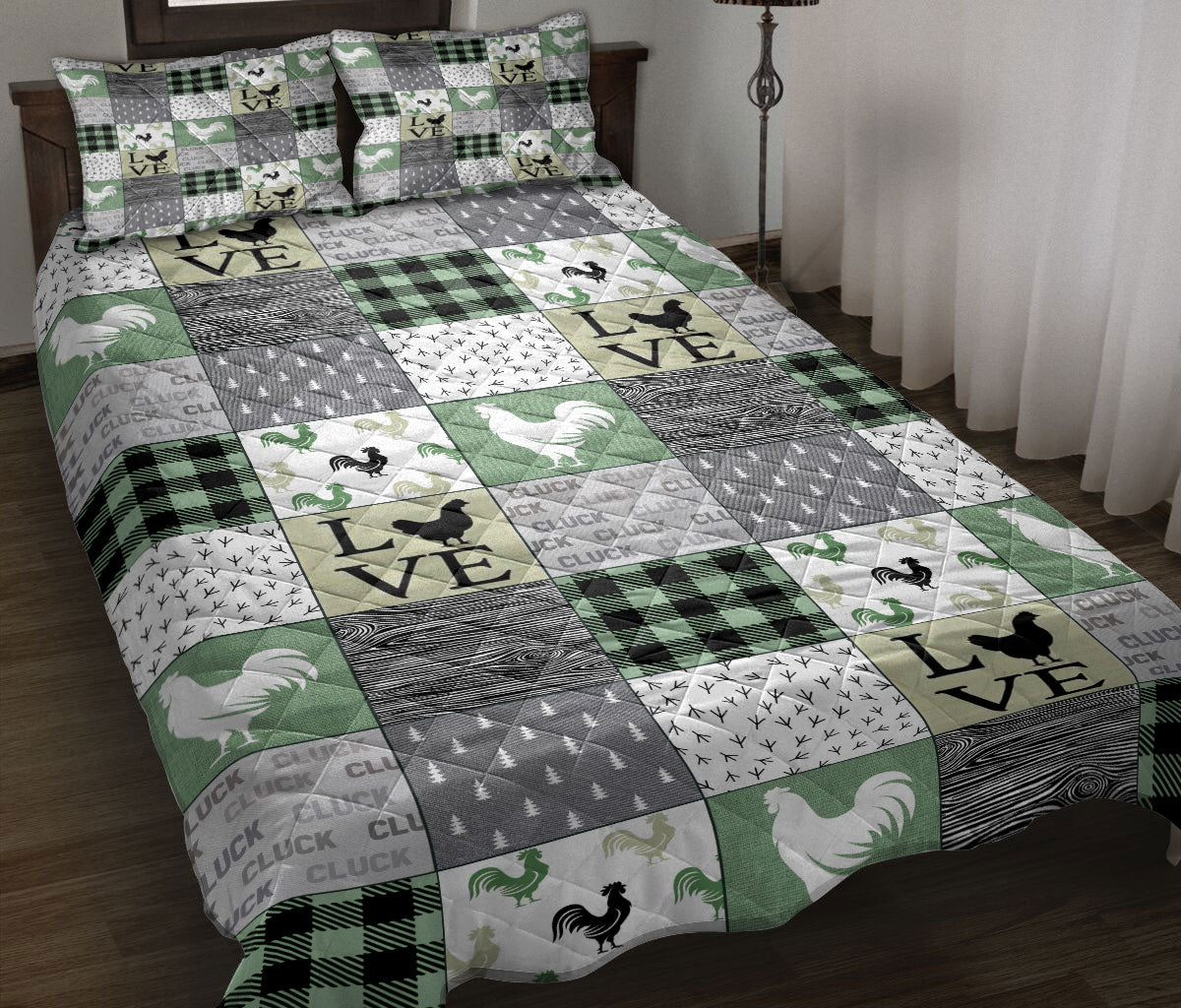 Chicken Quilt Set, Funny Chicken Cluck Cluck Quilt Blanket With Pillowcases, Quilt Bedding Set