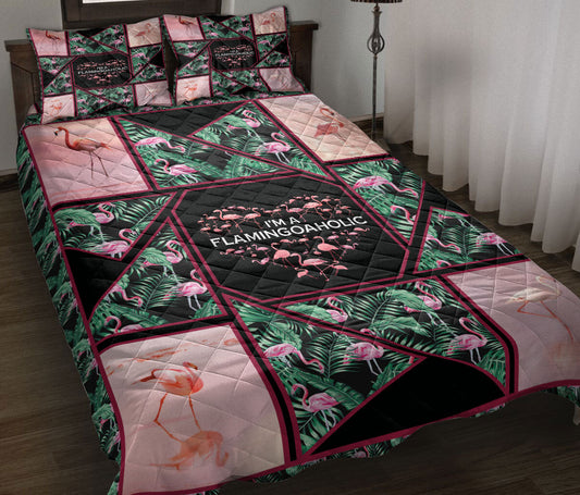 Flamingo Quilt Set, Flamingo I'M A Flamingo Aholic Quilt Blanket With Pillowcases, Quilt Bedding Set