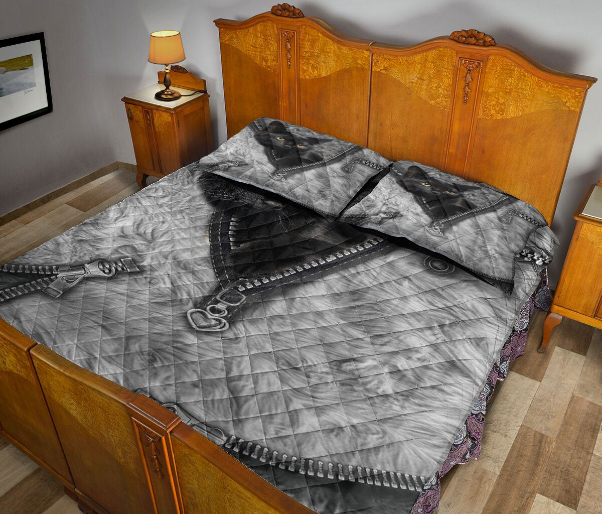 Black Cat,Cat Quilt Set, Black Cat Cute Baby Black Cat Kitty Cat Cat Mom Quilt Blanket With Pillowcases, Quilt Bedding Set