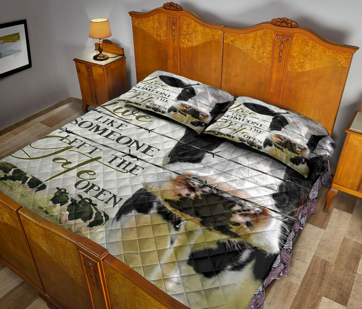 Cattle Quilt Set, Cow Live Like Someone Left The Gate Open Quilt Blanket With Pillowcases, Quilt Bedding Set
