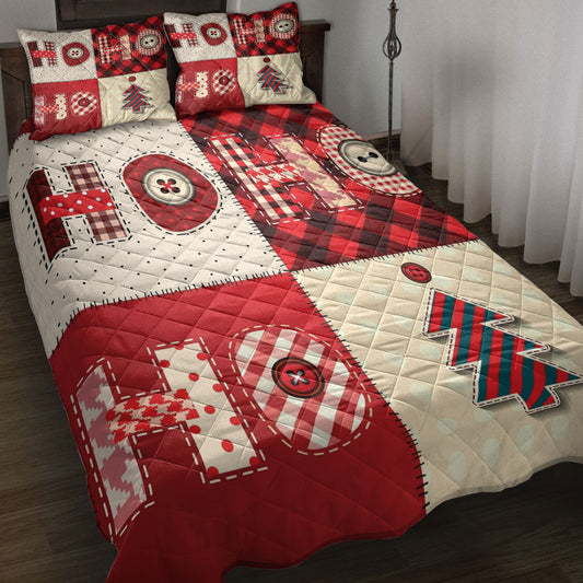 Christmas Quilt Set, Ho Ho Homas Patchworkmass Quilt Blanket With Pillowcases, Quilt Bedding Set, Christmas Gift