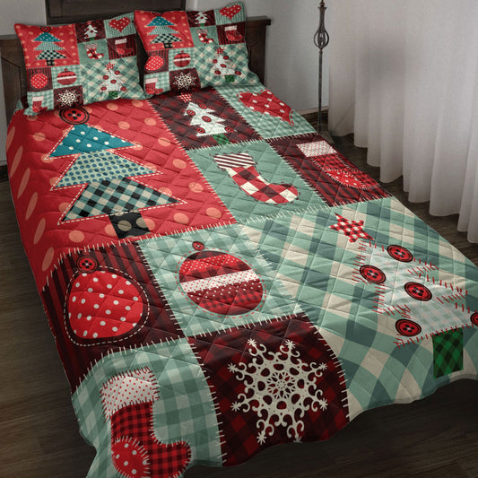 Christmas Quilt Set, Christmas Patchworkmas Tree Stockingmas Quilt Blanket With Pillowcases, Quilt Bedding Set, Christmas Gift