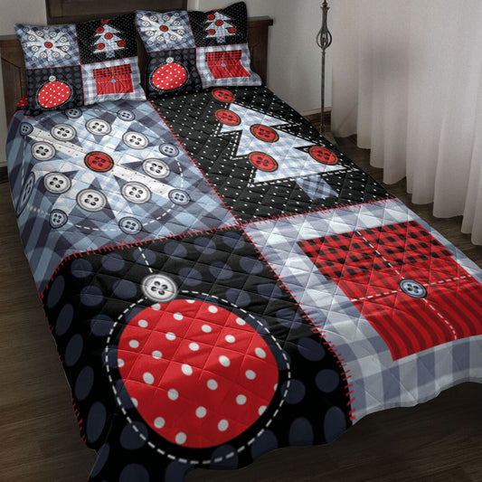 Christmas Quilt Set, Patchworkmas Tree And Ballmass Quilt Blanket With Pillowcases, Quilt Bedding Set, Christmas Gift