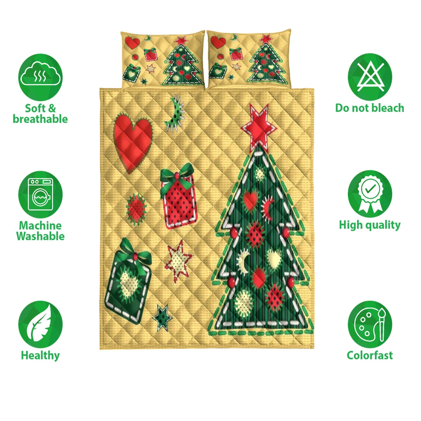 Christmas Quilt Set, Christmas Tree And Boxes With Starmass Quilt Blanket With Pillowcases, Quilt Bedding Set, Christmas Gift