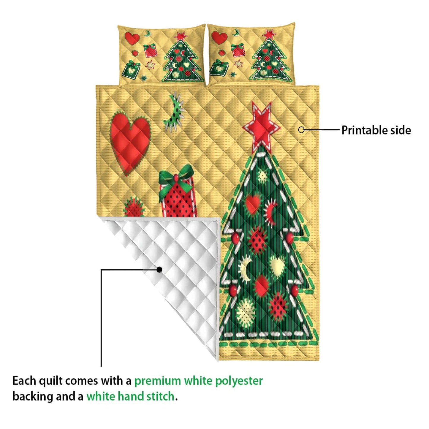 Christmas Quilt Set, Christmas Tree And Boxes With Starmass Quilt Blanket With Pillowcases, Quilt Bedding Set, Christmas Gift