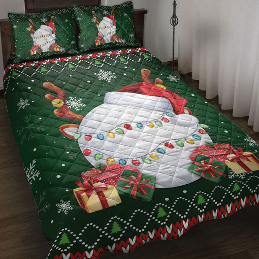 Golf Quilt Set, Golfmas Hat Snowflake Reindeer Horn Box Uglys Quilt Blanket With Pillowcases, Quilt Bedding Set, Christmas Gift