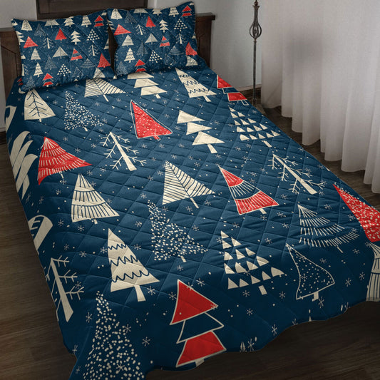 Christmas Quilt Set, Christmas Tree Snowflakesmass Quilt Blanket With Pillowcases, Quilt Bedding Set, Christmas Gift