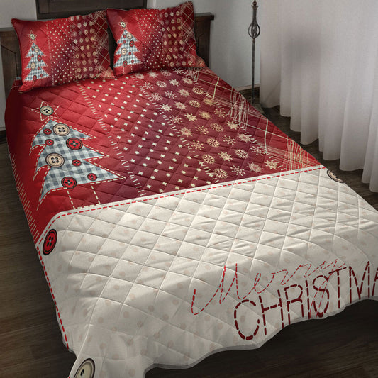 Christmas Quilt Set, Merrymas Pine Treesmasmass Quilt Blanket With Pillowcases, Quilt Bedding Set, Christmas Gift