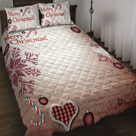 Christmas Quilt Set, Merrymas Ugly Candymas Ballmass Quilt Blanket With Pillowcases, Quilt Bedding Set, Christmas Gift