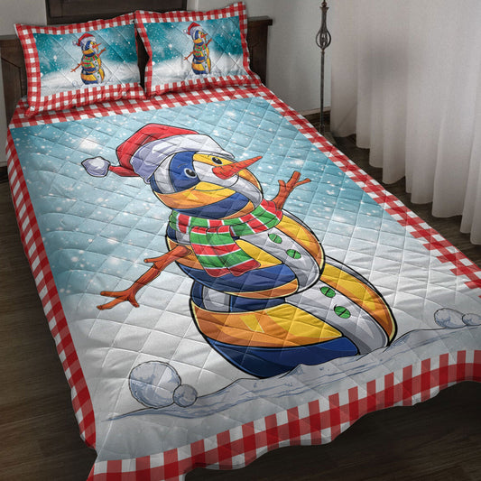 Volleyball Quilt Set, Funnymas Volleyball Balls Santa Snowman Quilt Blanket With Pillowcases, Quilt Bedding Set, Christmas Gift