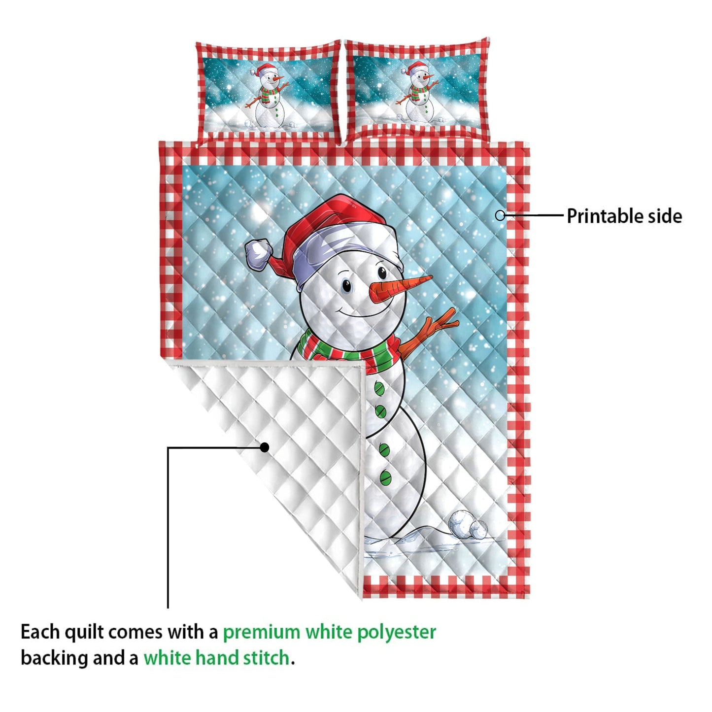 Golf Quilt Set, Funnymas Golf Balls Santa Snowman Quilt Blanket With Pillowcases, Quilt Bedding Set, Christmas Gift