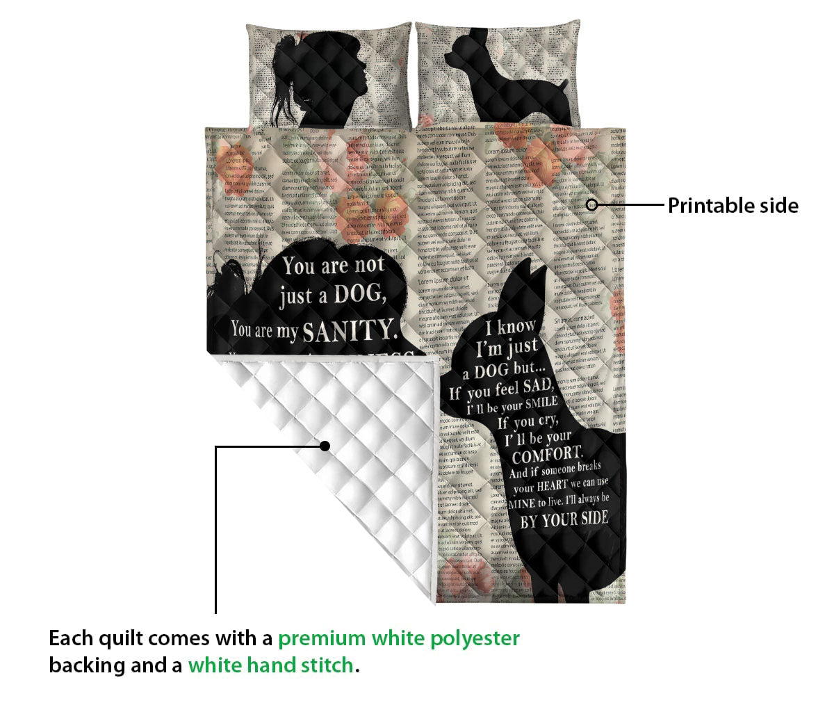 Chihuahua Quilt Set, You Are Not J Ust A Dog You Are My Sanity Chihuahua Quilt Blanket With Pillowcases, Quilt Bedding Set