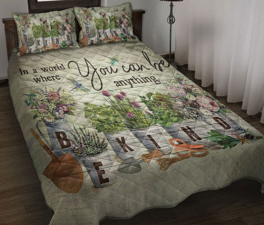 Gardening Quilt Set, Gardening Gardener Plant Flower Be Kind Wood Quilt Blanket With Pillowcases, Quilt Bedding Set
