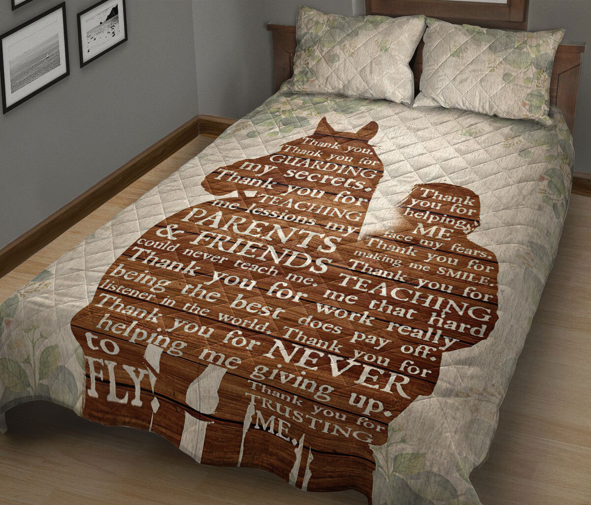 Cowboy Quilt Set, Farmer Horse Cowboy Cowgirl Beige R Ustic Western Quilt Blanket With Pillowcases, Quilt Bedding Set