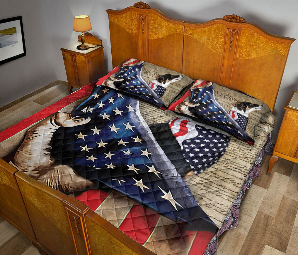 Border Collie Quilt Set, Border Collie Patriotic Dog American History Us Flag We The People Quilt Blanket With Pillowcases, Quilt Bedding Set