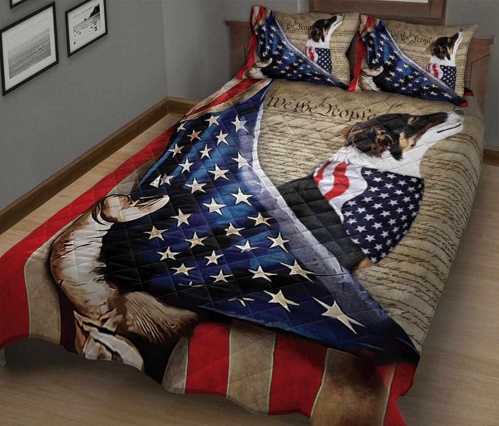 Border Collie Quilt Set, Border Collie Patriotic Dog American History Us Flag We The People Quilt Blanket With Pillowcases, Quilt Bedding Set