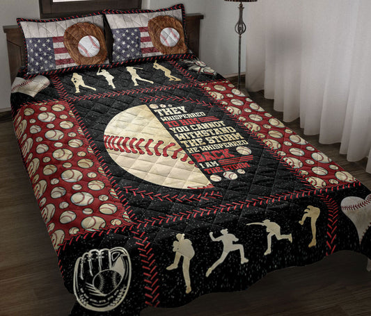 Baseball Quilt Set, Patchwork Ball Baseball Player Posing Quilt Blanket With Pillowcases, Quilt Bedding Set, Sports Gifts