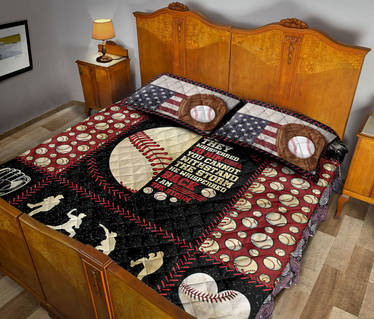 Baseball Quilt Set, Patchwork Ball Baseball Player Posing Quilt Blanket With Pillowcases, Quilt Bedding Set, Sports Gifts
