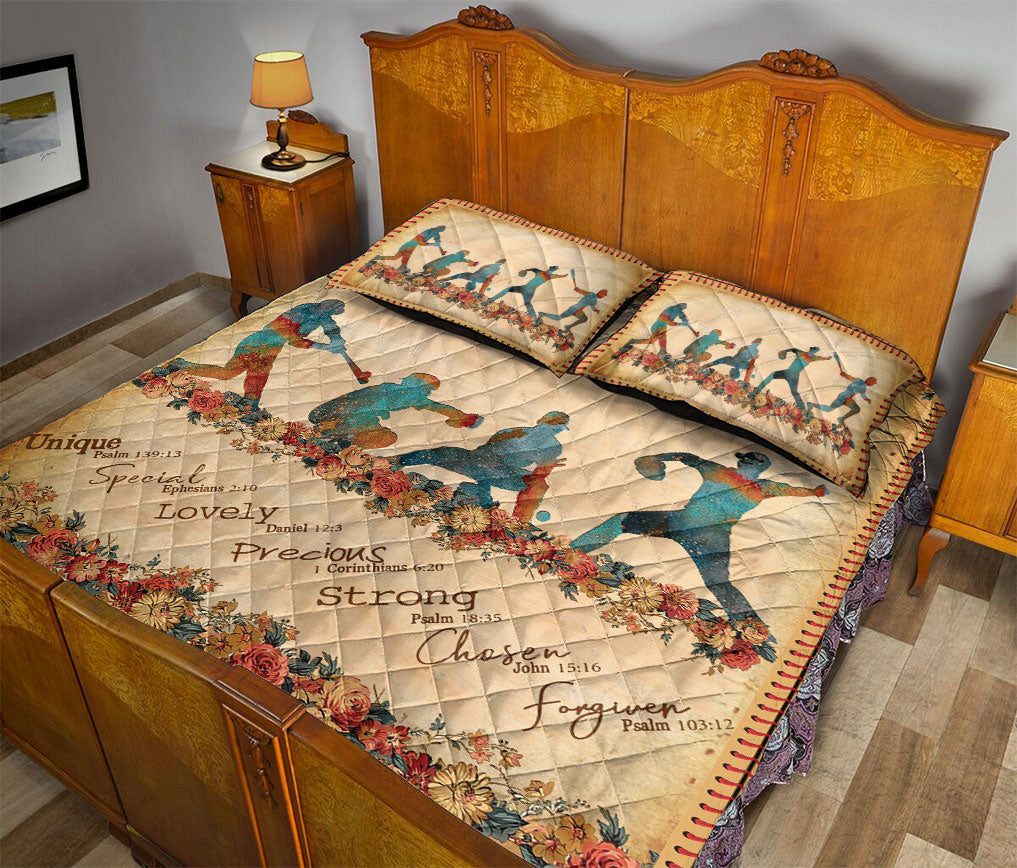 Baseball Quilt Set, Vintage God Say You Are Softball Baseball Player Pose Flower Quilt Blanket With Pillowcases, Quilt Bedding Set, Sports Gifts