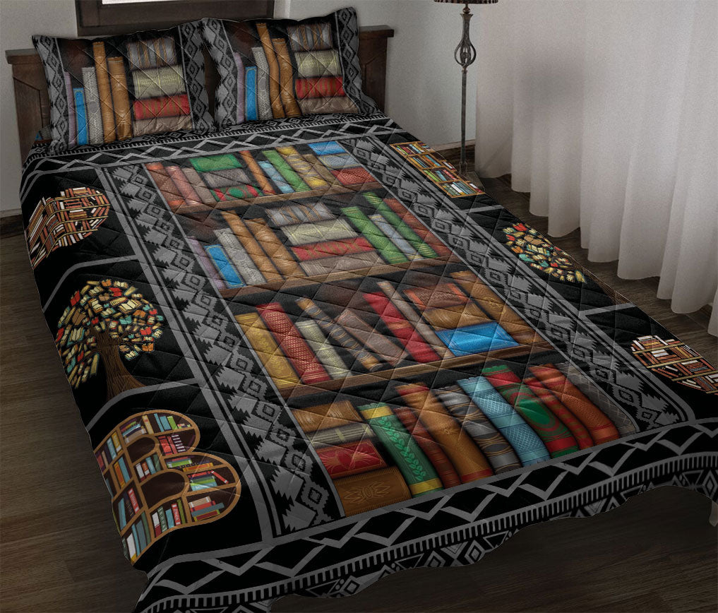 Book Quilt Set, Love Book Bookworm Book Nerd Quilt Blanket With Pillowcases, Quilt Bedding Set