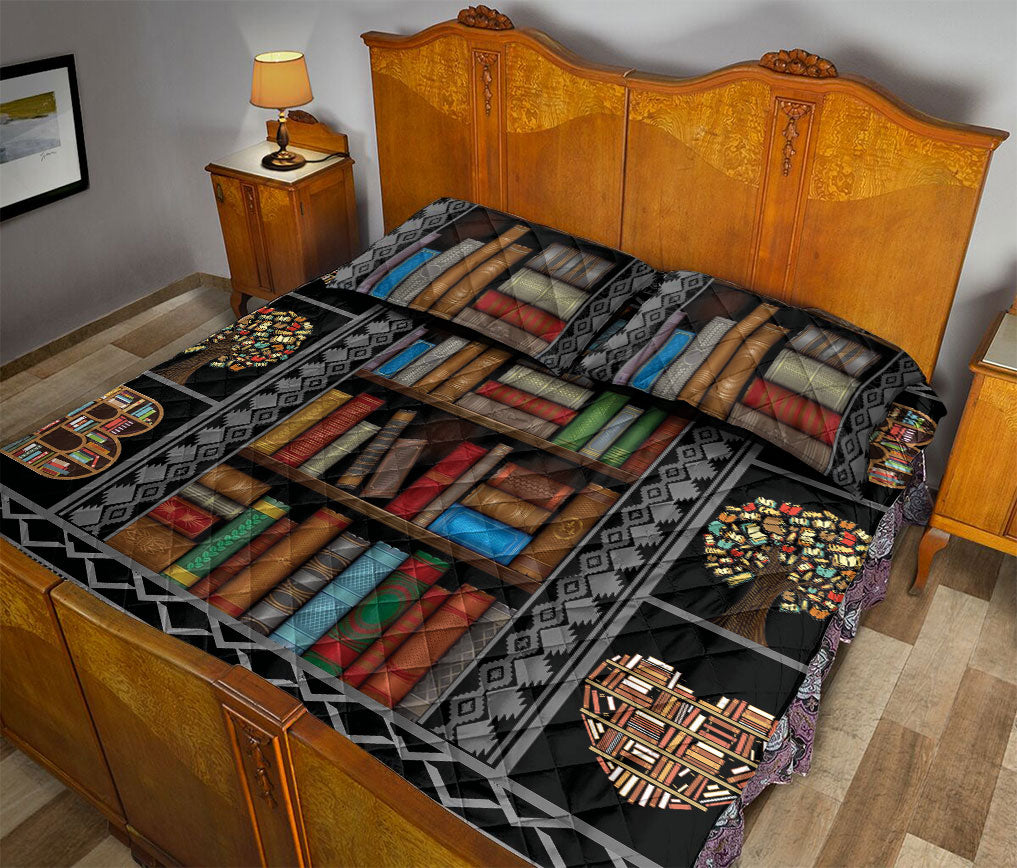 Book Quilt Set, Love Book Bookworm Book Nerd Quilt Blanket With Pillowcases, Quilt Bedding Set