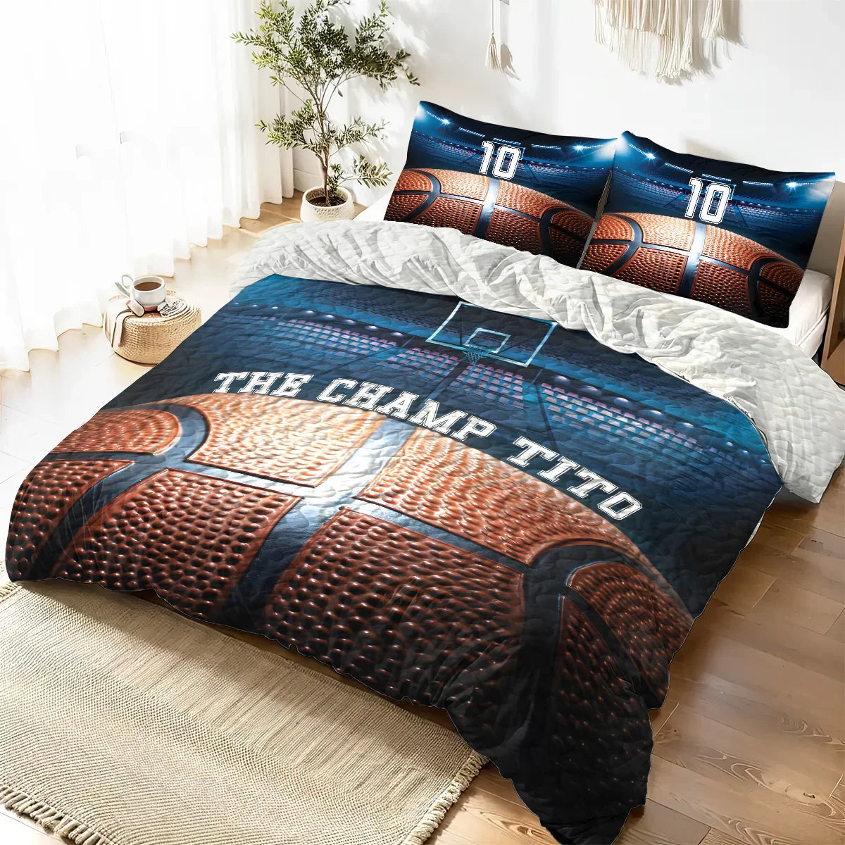 Basketball Personalized Quilt Bedding Set – Custom Name And Number