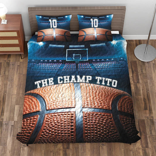 Basketball Personalized Quilt Bedding Set – Custom Name And Number