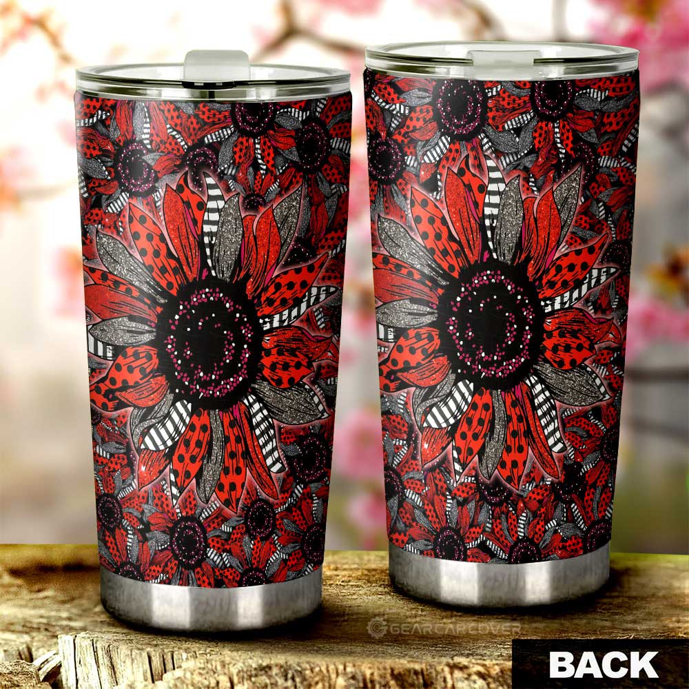 Red And Black Sunflower Tumbler Cup Custom Car Decoration