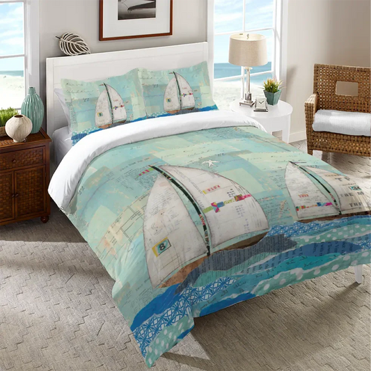 At the Regatta Duvet Cover Bedding Set | Personalized 3-pc Duvet Cover With Pillowcases